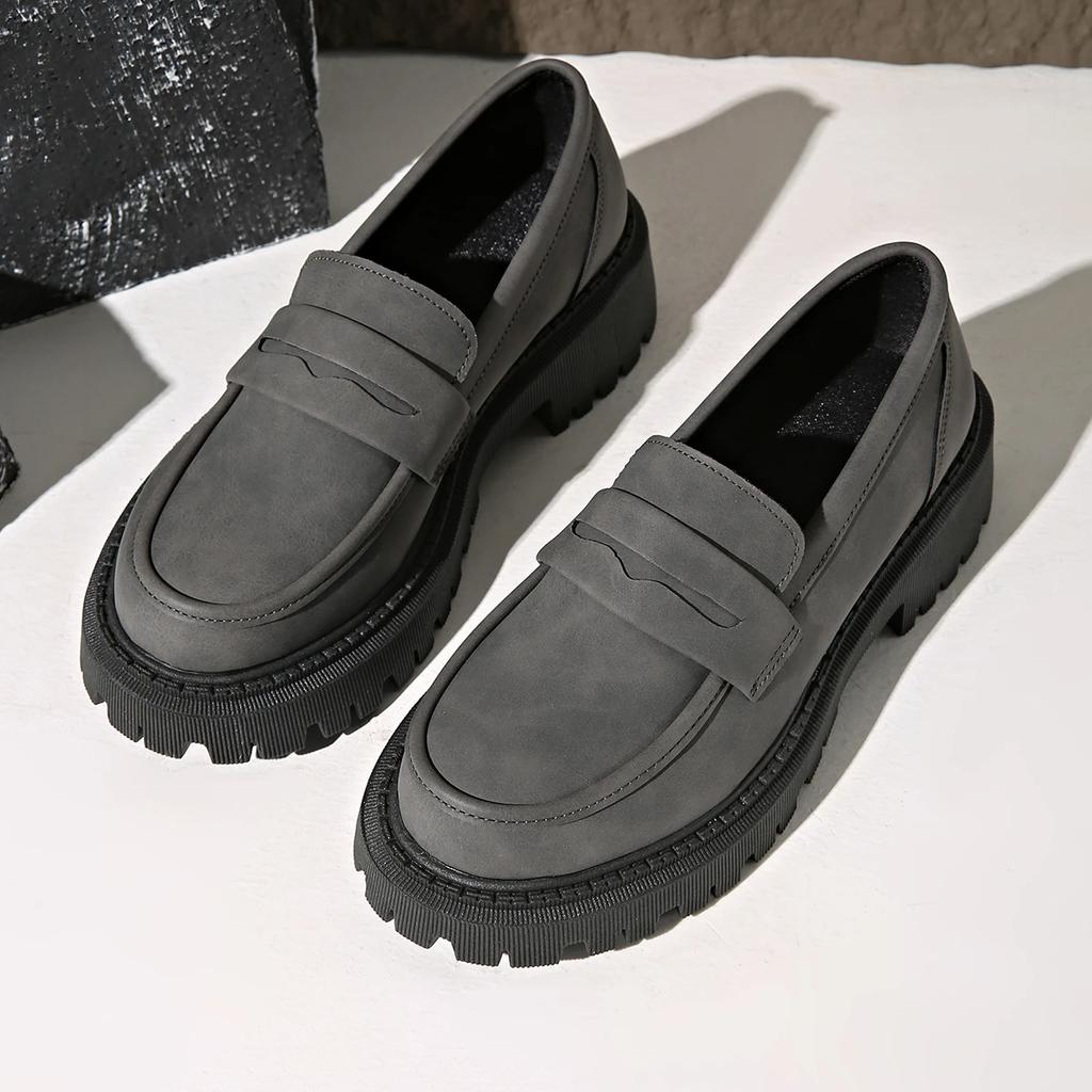 Women's Solid Color Platform Loafers Comfortable Slip on Walking Shoes Woman Fashion Preppy Style Dress Shoes Zapatos De Mujer