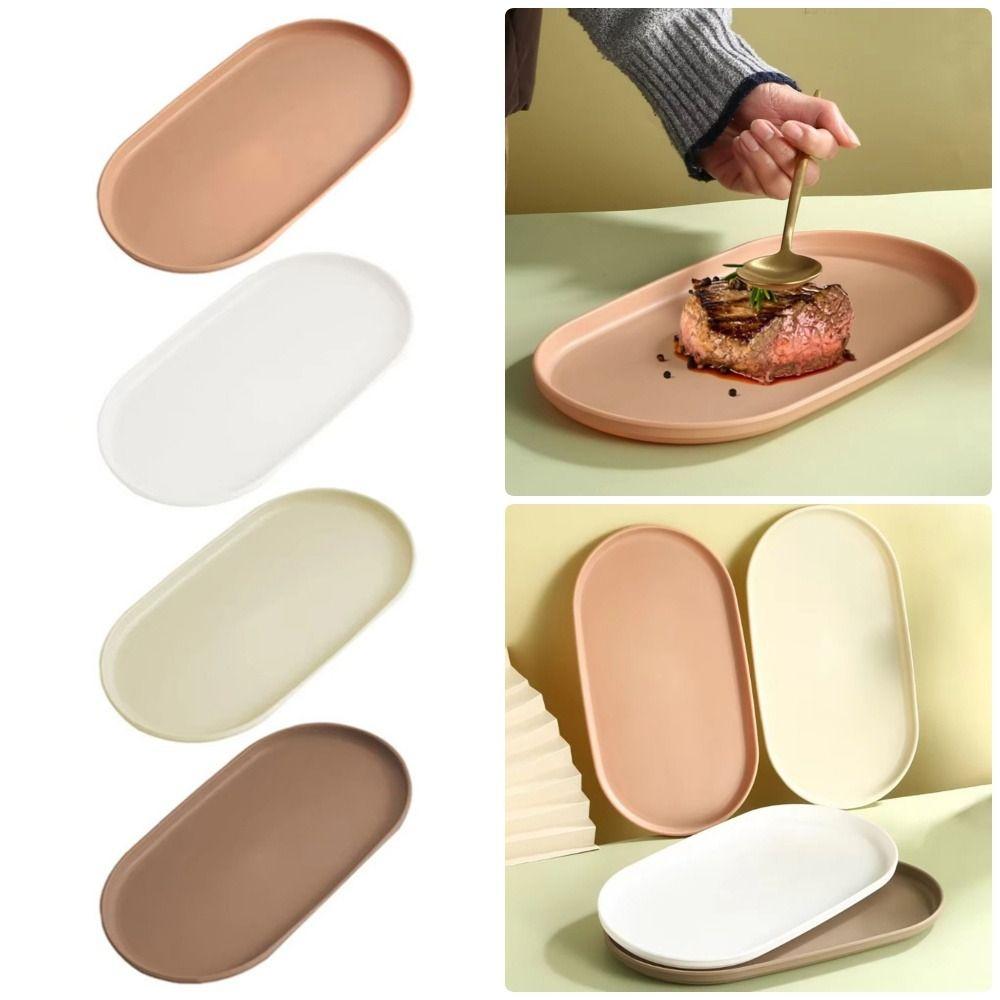 1Pcs Stackable Dessert Tray Oval Shaped Food Serving Tray Durable Fruit Plate for Home Kitchen