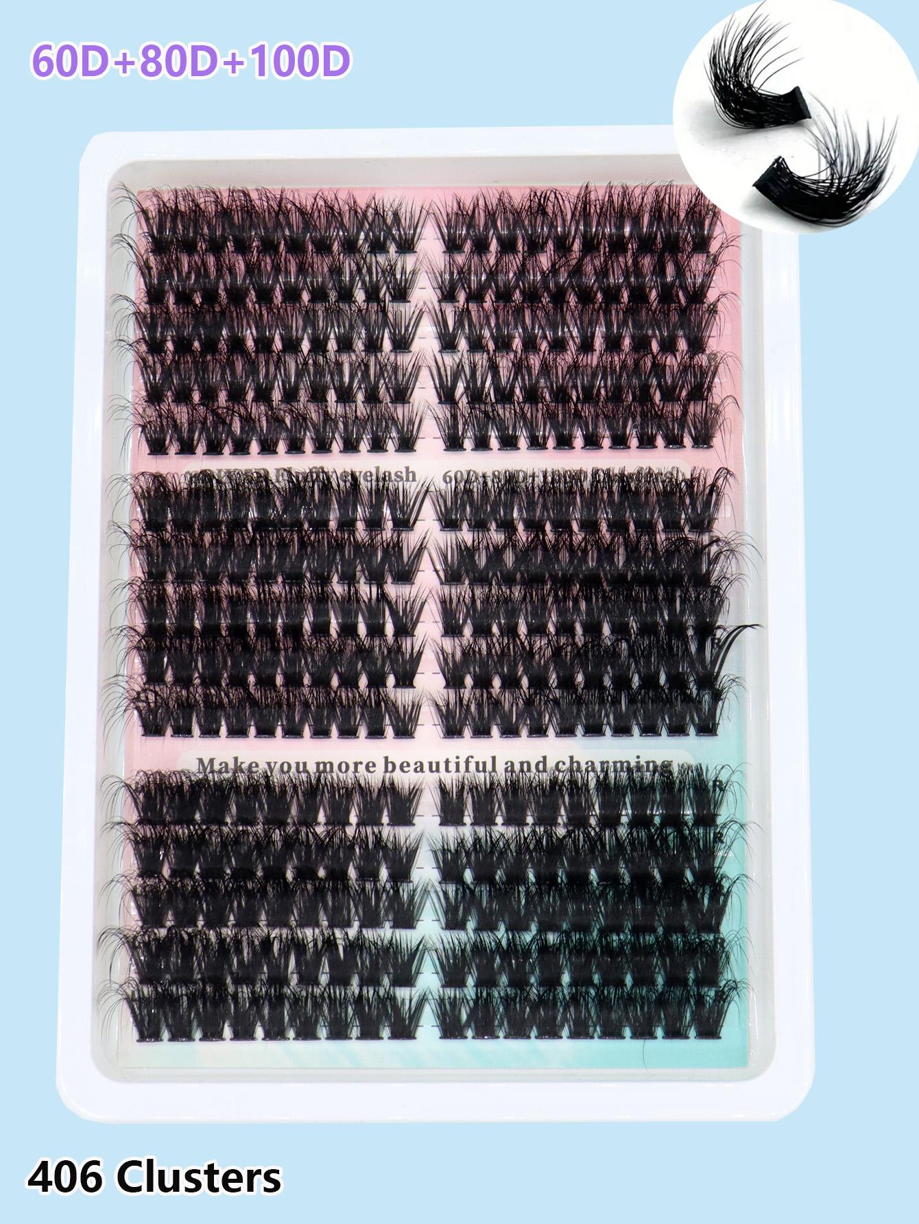 

Чорні 60D+80D+100D пучкові вії, 15 рядів по 290 пучків, CC/D/DD термоплавкі норкові вії, з довгими очима. D чорний