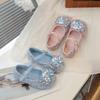 Girls' Elsa Crystal Princess Shoes Spring New Bowknot Children's Baby Leather Shoes Soft Sole Rhinestone Single Shoes