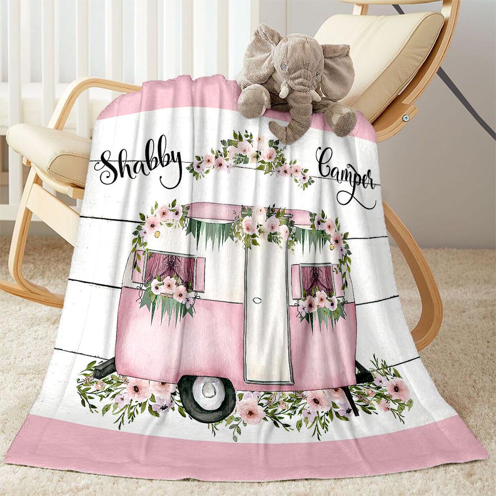 Happy Camper Adventure Blankets Are Suitable for Living Rooms,making Them an Ideal Choice for Outdoor Travel and Gifts.