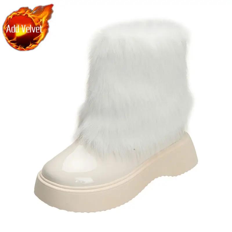 

Fashion Pole Booties Sexy Black Stripper Solid Color Woman Shoes Leather Plush Warm Work Hot Lamb Padded on Offer Snow Boots for Women 40