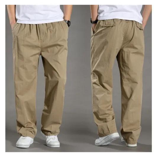 Spring Autumn Thin Men's Casual Pants Work Pants Large Size Loose Men's Long Cargo Pants Elastic Waist Lightweight