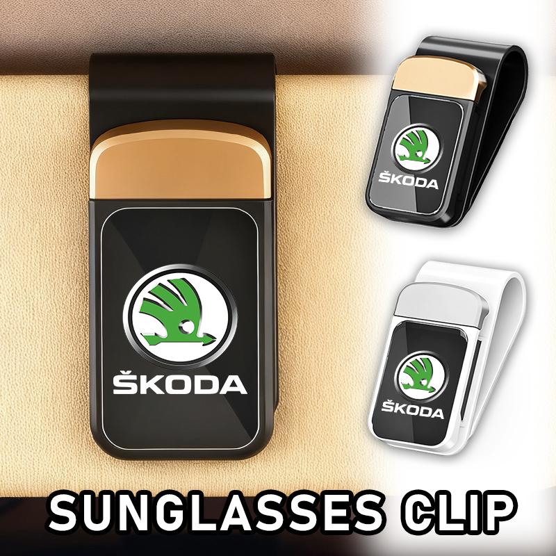 lbrgx4 Car Interior Sun Visor Eyeglasses Holder Sunglasses Clip For Skoda Fabia 1 2 Octavia a7 RS Superb Rapid Yeti Karoq Vision