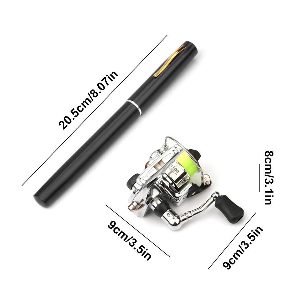 Mini Portable Pocket Fish Pen Shape Fishing Rod Pole Reel Telescopic Fishing Rod Reel Combo Fishing Pole Kit for Outdoor Fishing