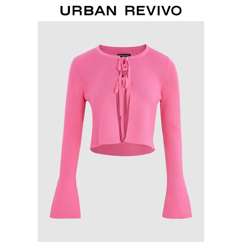 

UR 2025 Весенний Женский Вязаный Кардиган с Круглым Вырезом и Поясом L