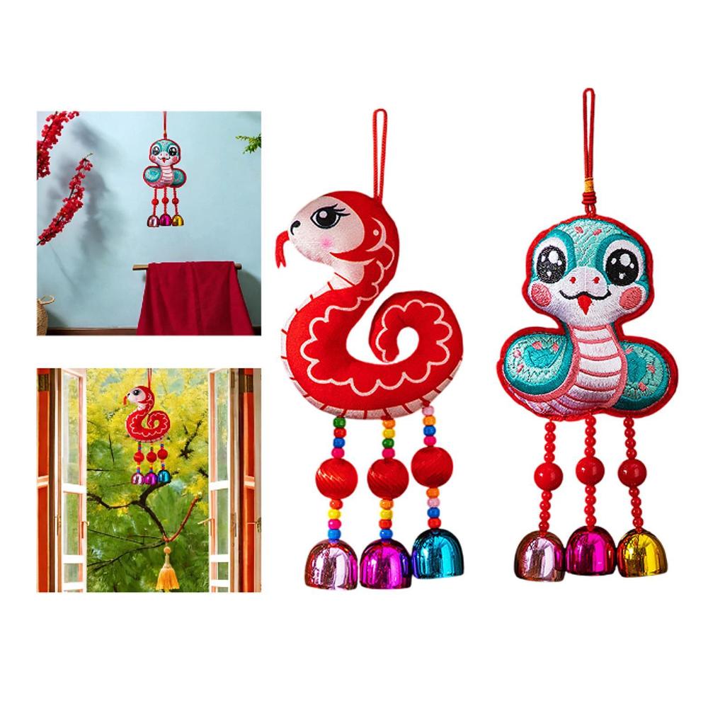 2025 Chinese New Year Bell Pendant Ornament Year of The Snake Decor Luck Charm Hanging Pendant for Decorative Tree Party Window