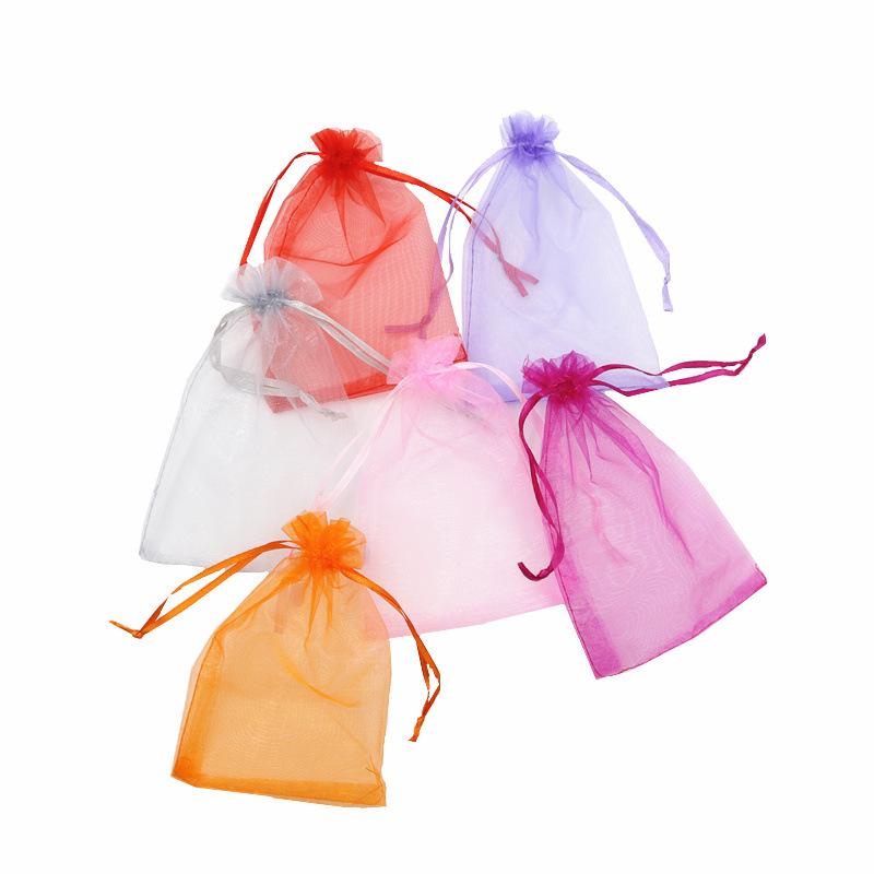 50/100PCS/Lot Organza Gift Bags for Jewelry, Multi-color Drawstring Bags, Wedding, Christmas, Candy Gifts, Jewelry Packaging