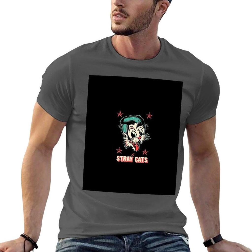 STRAY CATS TShirt Basic Casual Short Sleeve Cotton Shirt