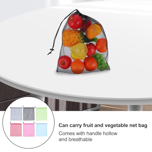 [POPETPOP] 6-Piece Drawstring Mesh Bag, Storage Pouch, Portable Outdoor Bag