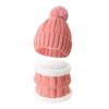 3Pcs/Set Winter Knitted Scarf Gloves Set Pom Pom Ball Fleece Lining Brimless Hat Touchscreen Gloves Neck Warmer Set