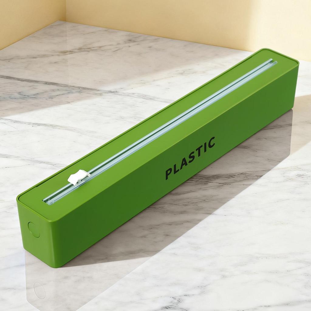 Wall-Mounted Magnetic Cling Film Cutter with Suction Cup & Two-Way Sliding Blade for Foil and Baking Paper