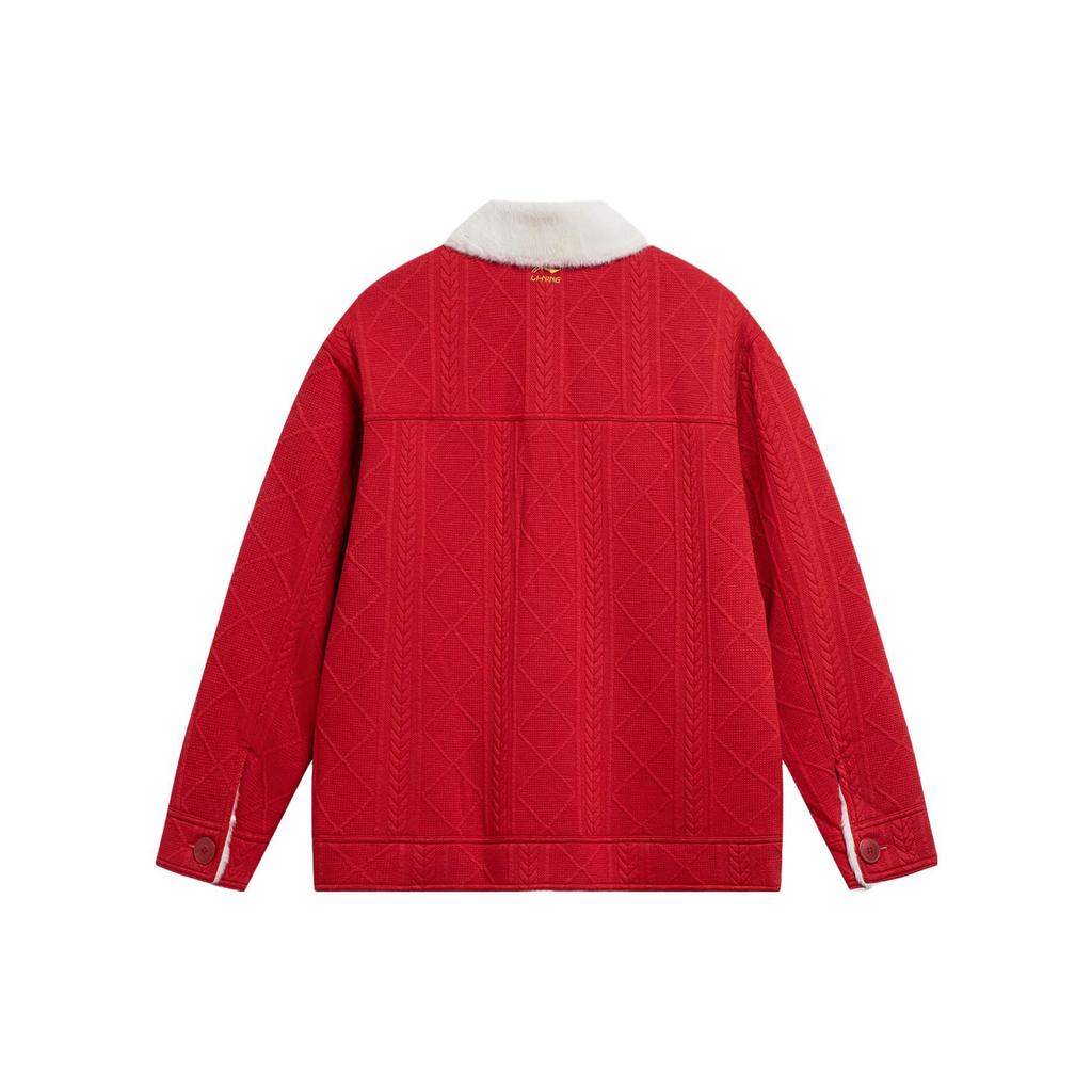 Li Ning Daily Prosperity Series Color Block Fleece Warm Jacket Women Jacket Samba-Red AFDU042-1