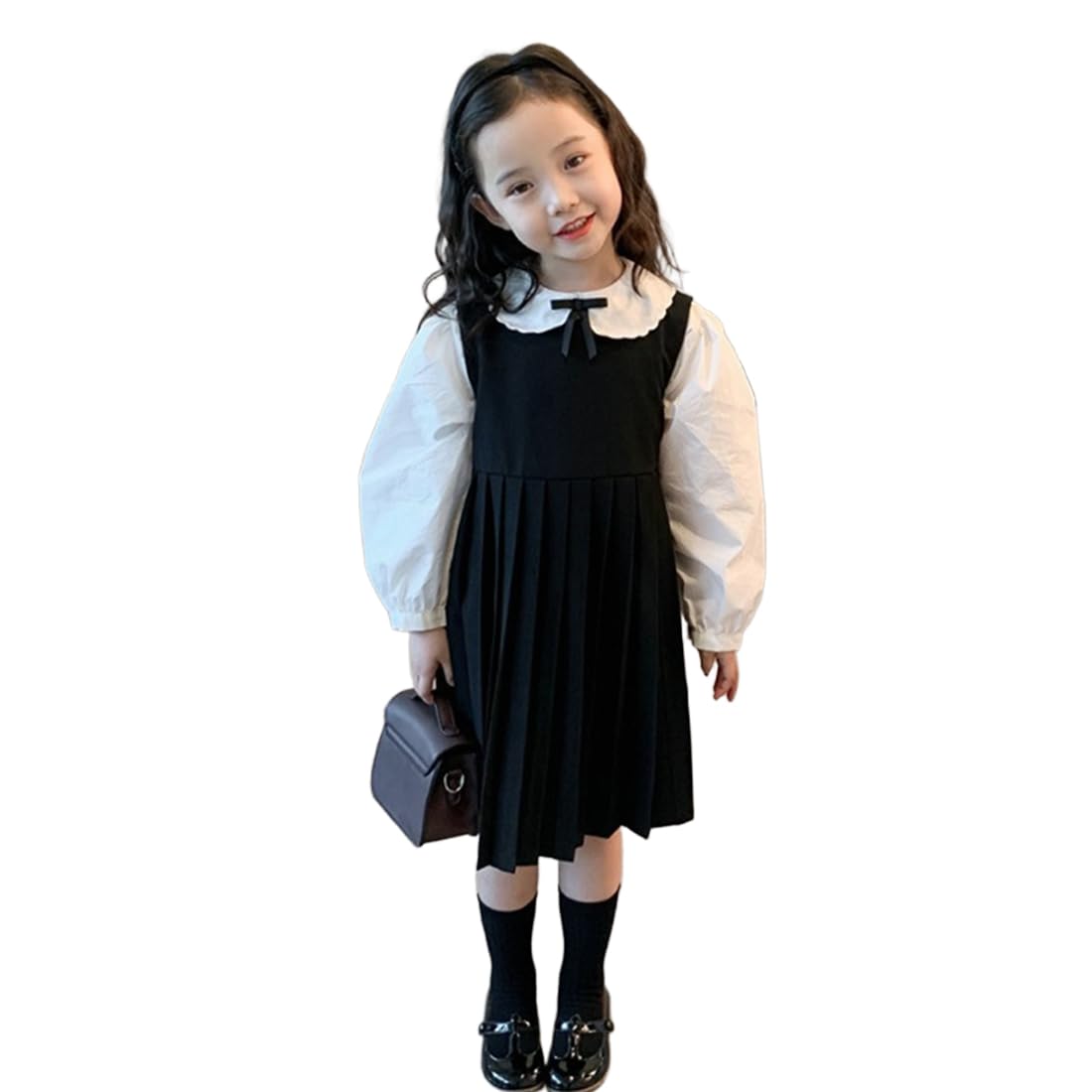 

SLINX Long Sleeve Black Apron Formal Wear for Stylish and Perfect for Everyday and X16 Black Set Children s Dress, Dress, Shirt, Girls, Cute, School,