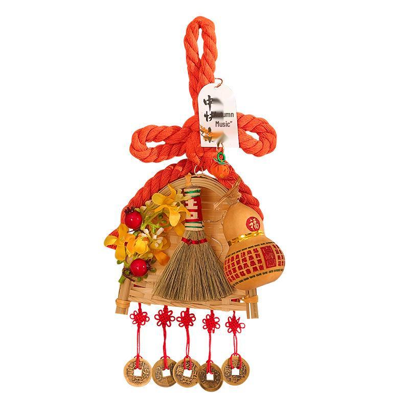 2025 Mid-Autumn Festival Broom Pendant with Wanzi Knot & Gourd Decor for Front Door