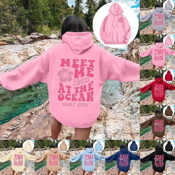Letter Print Drop Shoulder Hoodie, XS-5XL, Autumn Collection for Men and Women