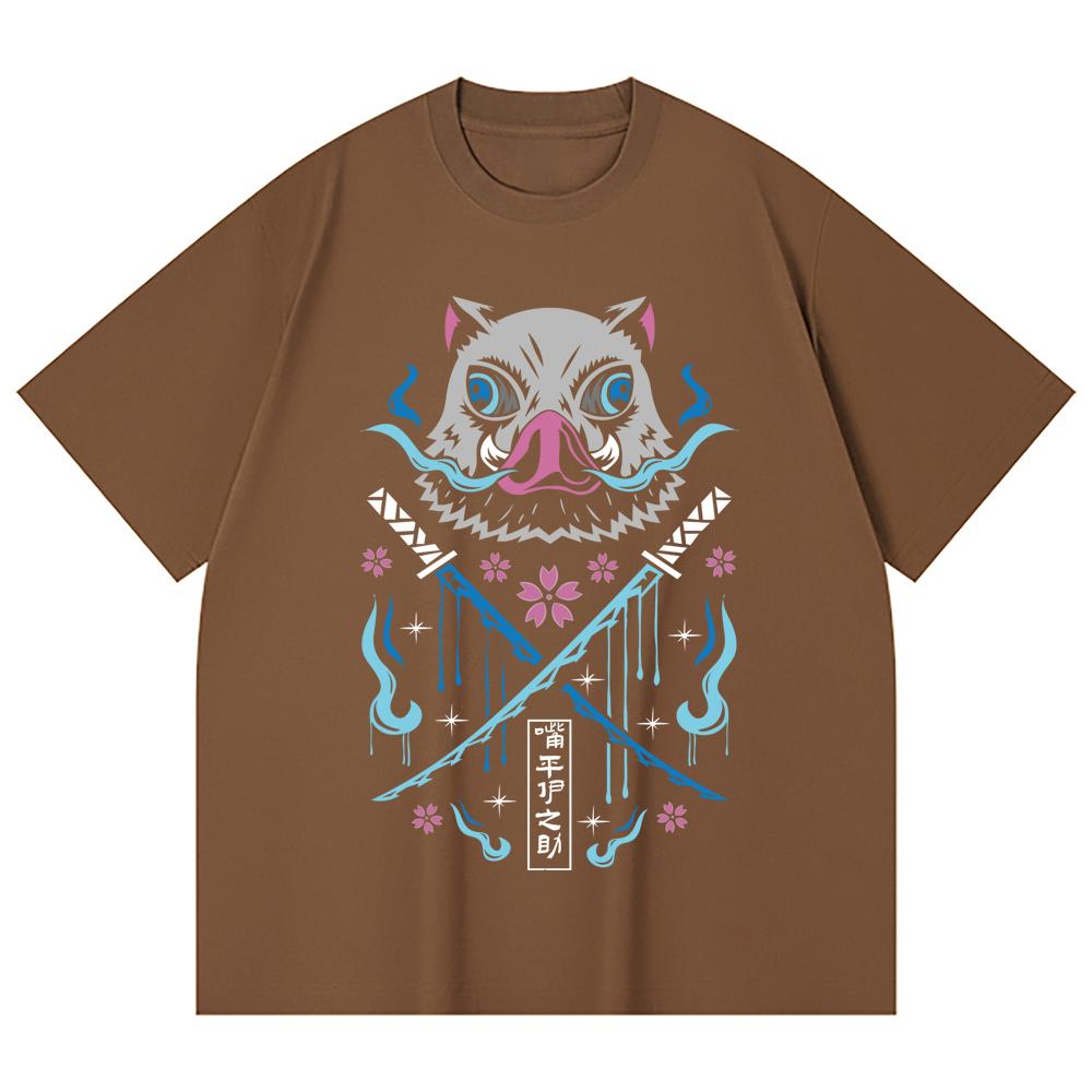 230 g/m² 100% Baumwolle Demon Slayer V97 Inosuke Aufdruck Unisex Schweres Baumwoll-T-Shirt