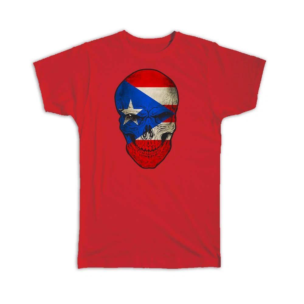 Gift T-Shirt : Puerto Rico Flag Skull Rican Boricua National Colors S
