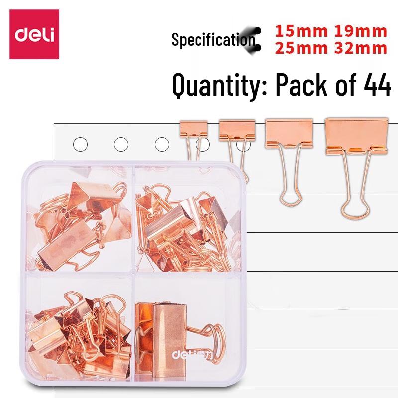 Deli Rose Gold Binder Clips Set