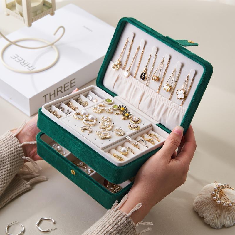 Scatola porta gioielli in pelle multistrato, custodia porta gioielli da viaggio per donna, per orecchini, anelli, collane, regalo per la festa della mamma, Natale