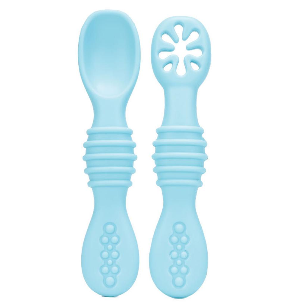 6 ks Dětská lžička Silikonová Měkká Bez BPA Hladký Vzhled Krmící lžička Nebesky modrá Světle růžová Hnědá