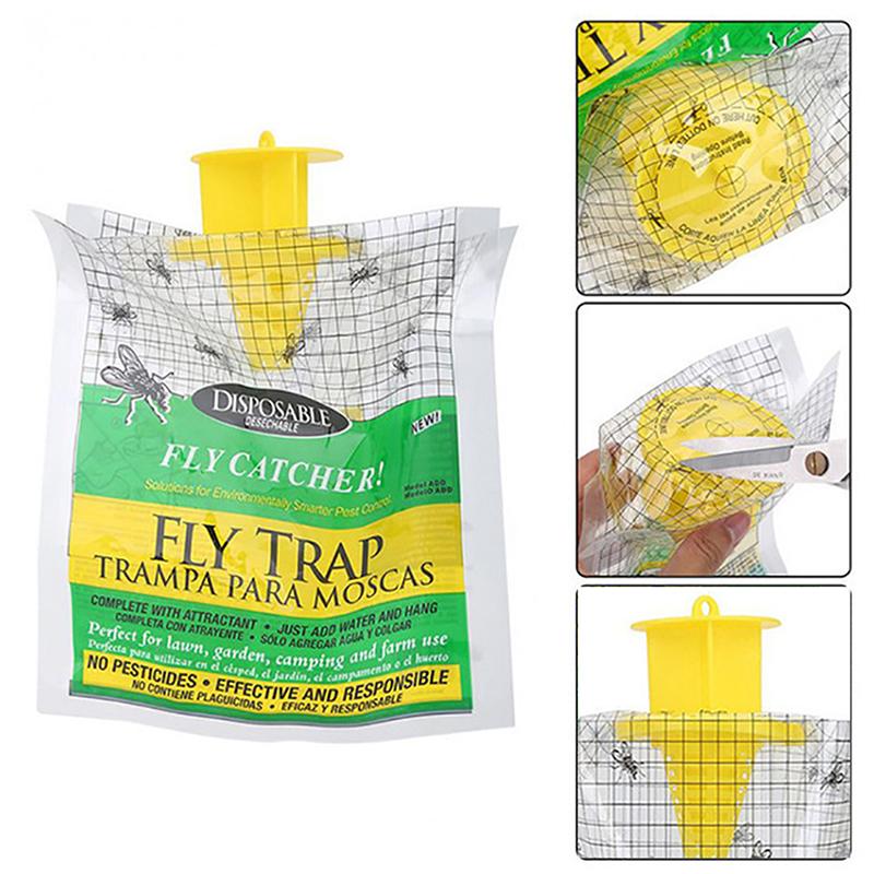 Capcană suspendată pentru muște cu momeală pentru muște, pungă de captură de unică folosință, ucigaș netoxic pentru muște, viespi, insecte, gândaci, pentru exterior, grădină, fermă