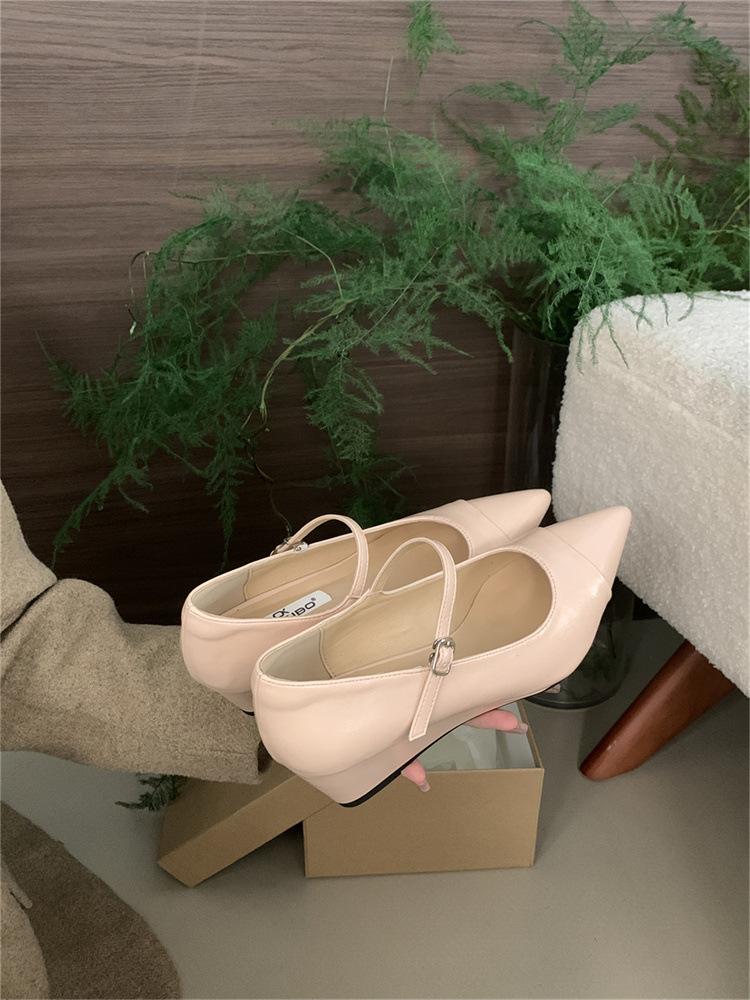 

French wedged light mouth silver Mary Jane single shoes women s shoes 2025 new autumn pointed Mary Jane small leather shoes 39