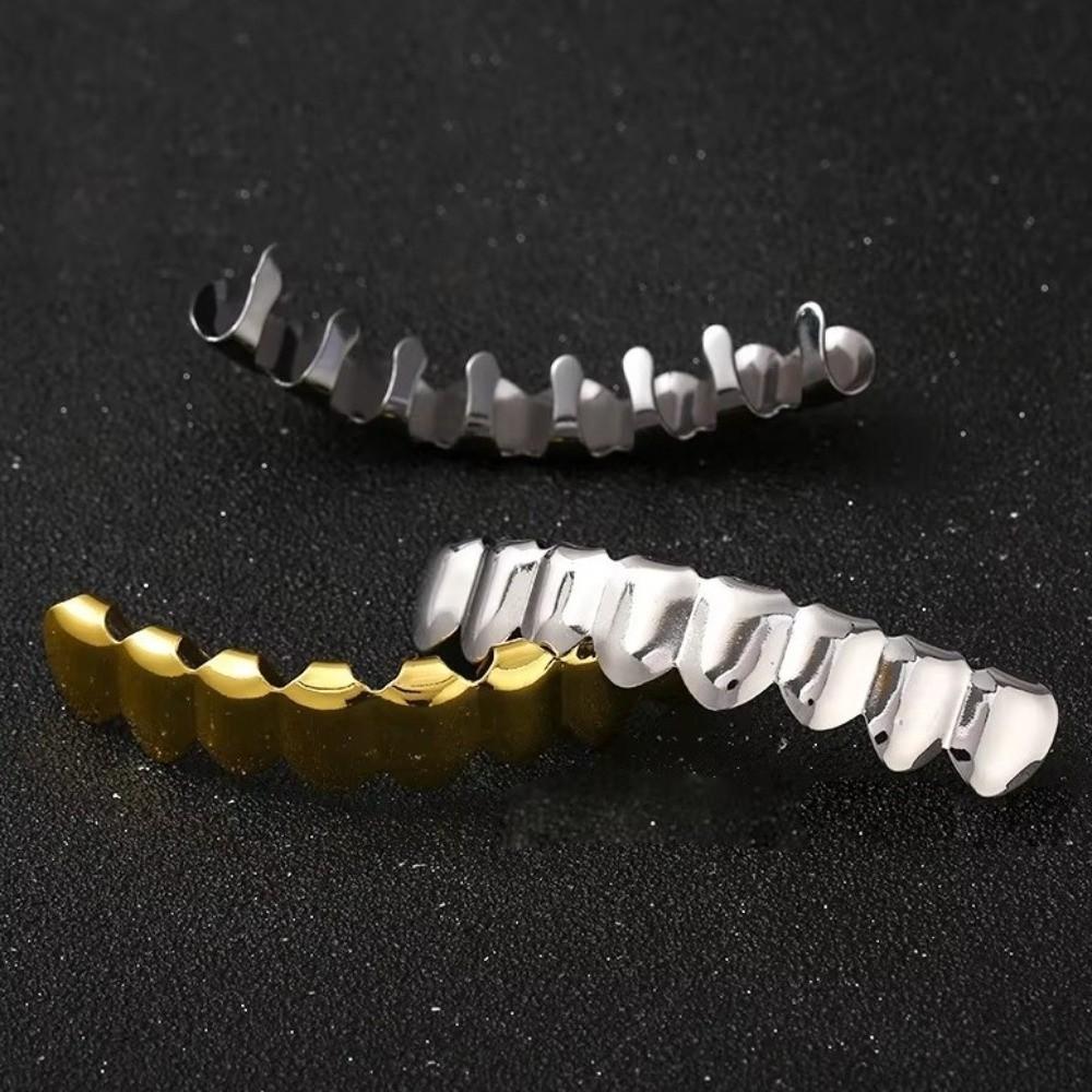 Anti Slip Teeth Grillz Caps Glossy Finish Teeth Jewelry Classic Teeth Grillz Top Bottom Set  Events