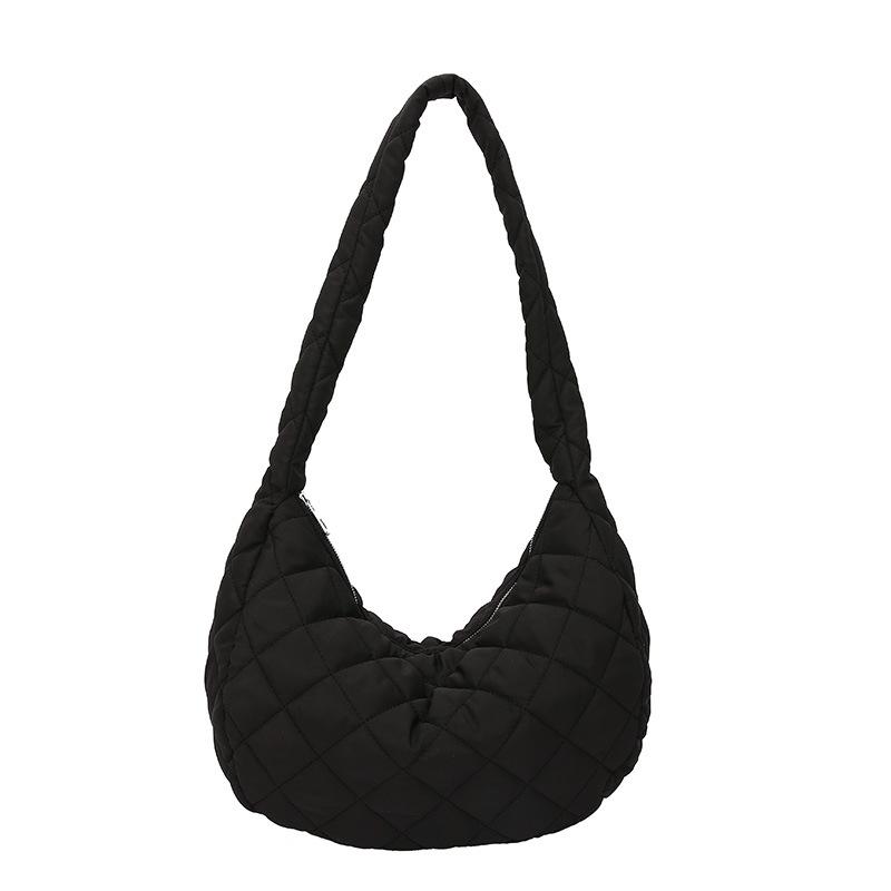 Rhombus Cloud Bag Autumn and Winter New Niche Casual Simple Messenger Bag Versatile Large Capacity Commuter Down Bag