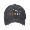 Y2K Sött Mönster Blå Pappa Pikmin Spel Cowboyhatt Hattar Keps Med Skärm För Kvinnor Solskydd Snapback-kepsar Familj