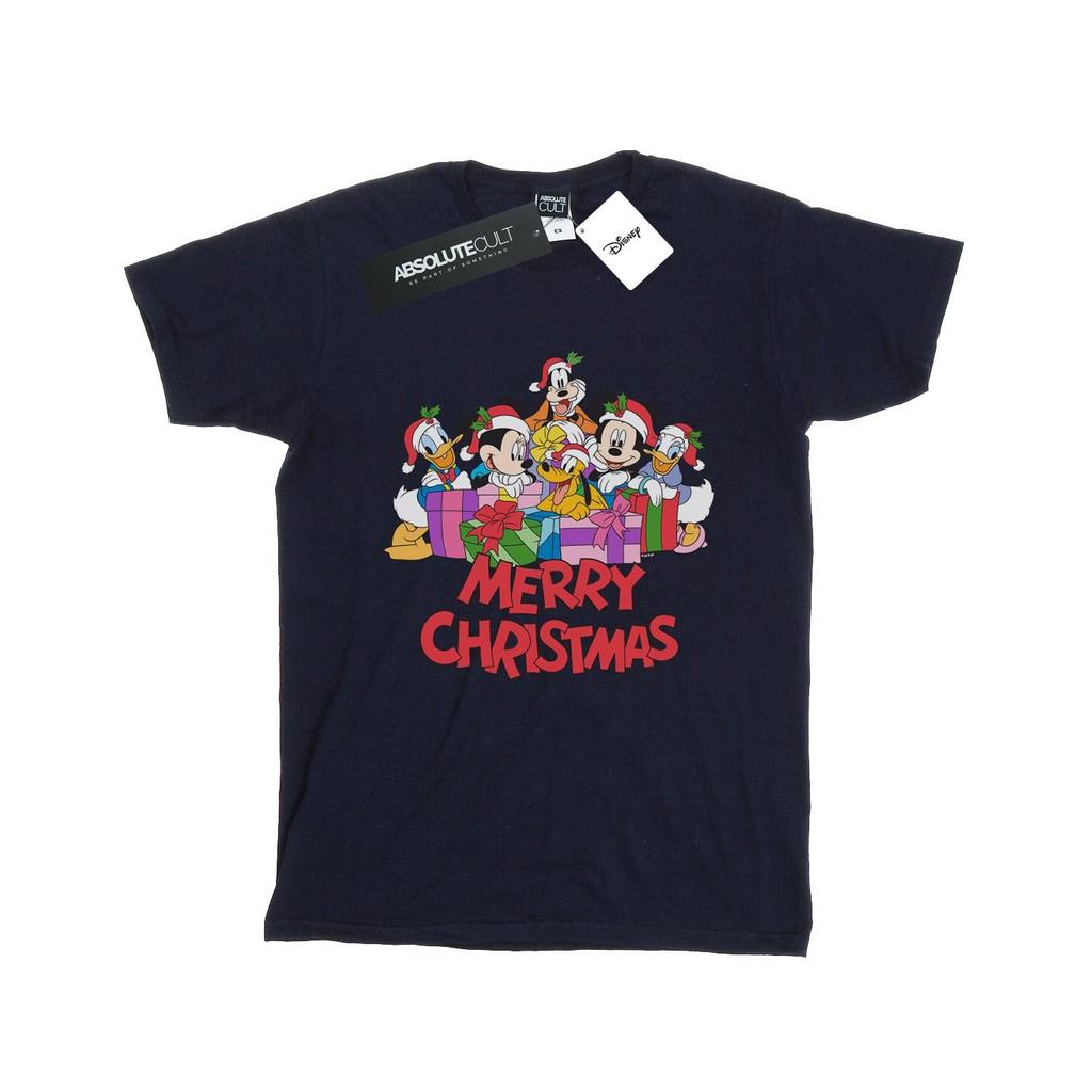 Disney Womens/Ladies Mickey Mouse And Friends Christmas Cotton Boyfriend T-Shirt