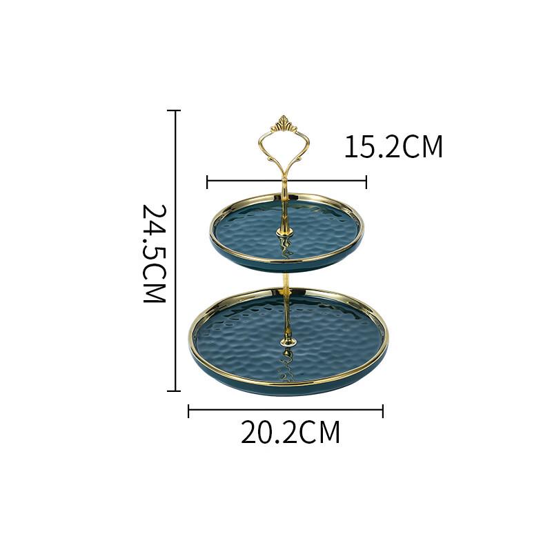 Dark Green Wavy Ceramic 3-Tier Dessert Stand