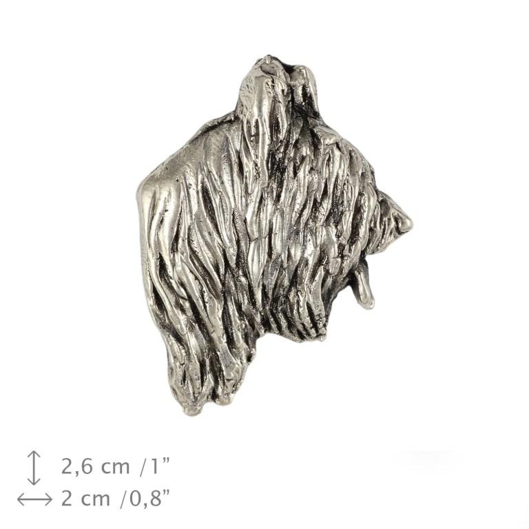Briard, Berger de Brie  - Silver-plated dog brooch, elegant pin, jacket lapel decoration by Art-Dog brand
