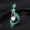 Fashionable Rhinestones Mermaids Lapel Pin with Dripping Oil Designs Contrast Accessory for Party Supplies Costumes