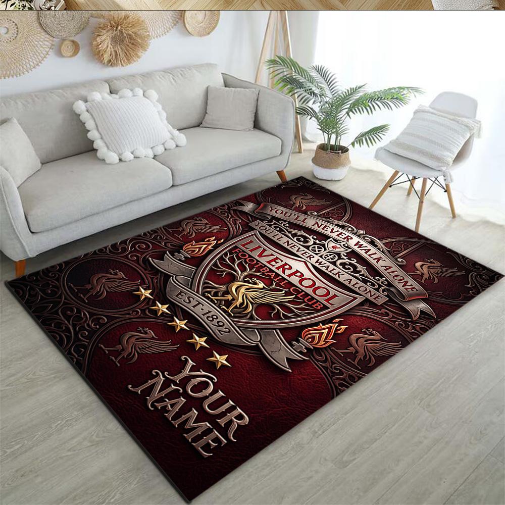 Liverpool Fc Personalized Name Floor Mat Perfect For Dining Room Decorate Room Game Room Playrooms Antislip Carpet Office Home Decor