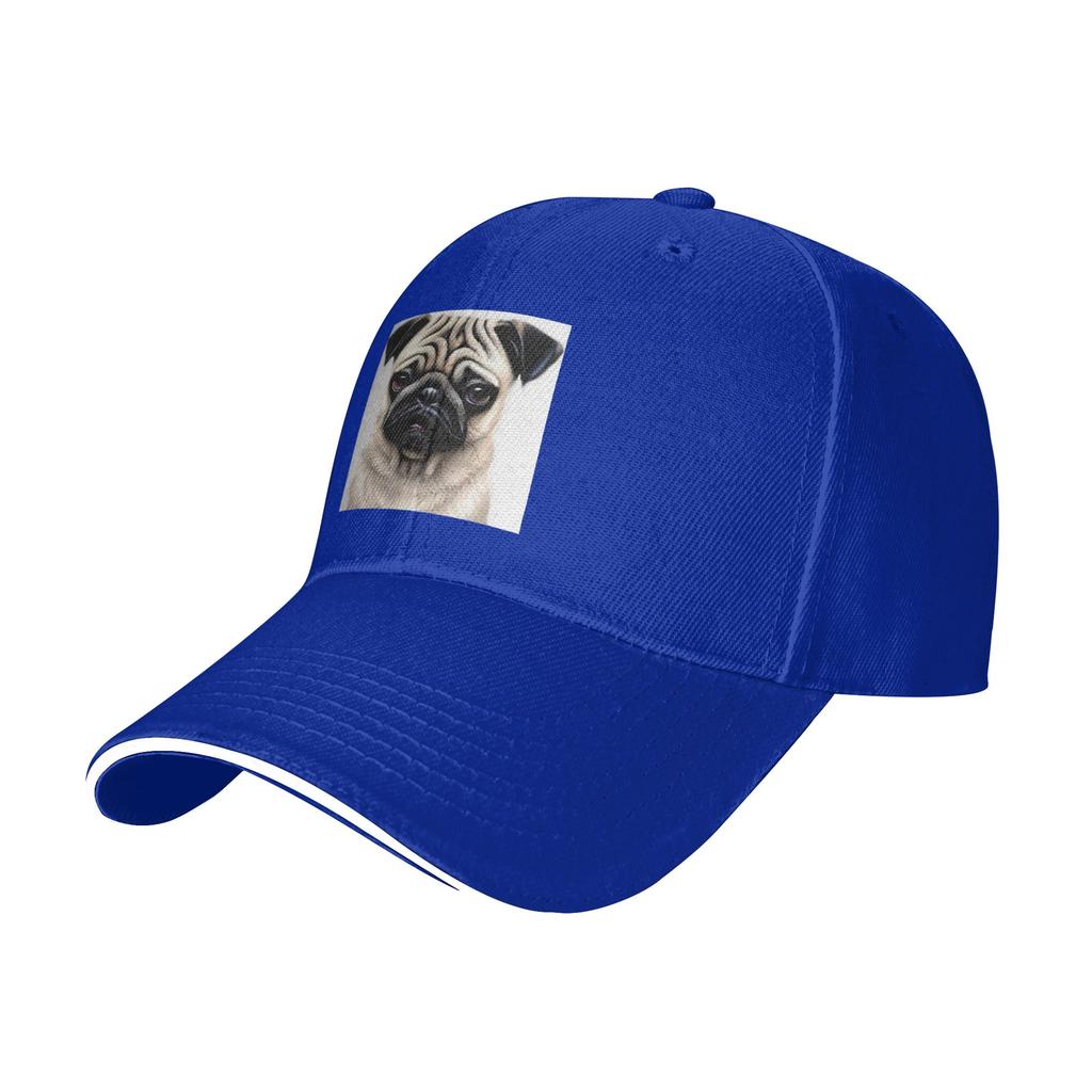 Lovely Puppy Cute Pug Dog Cap Casual Baseball Caps Adjustable Hat Hip Hop Summer Unisex Baseball Hats Customizable