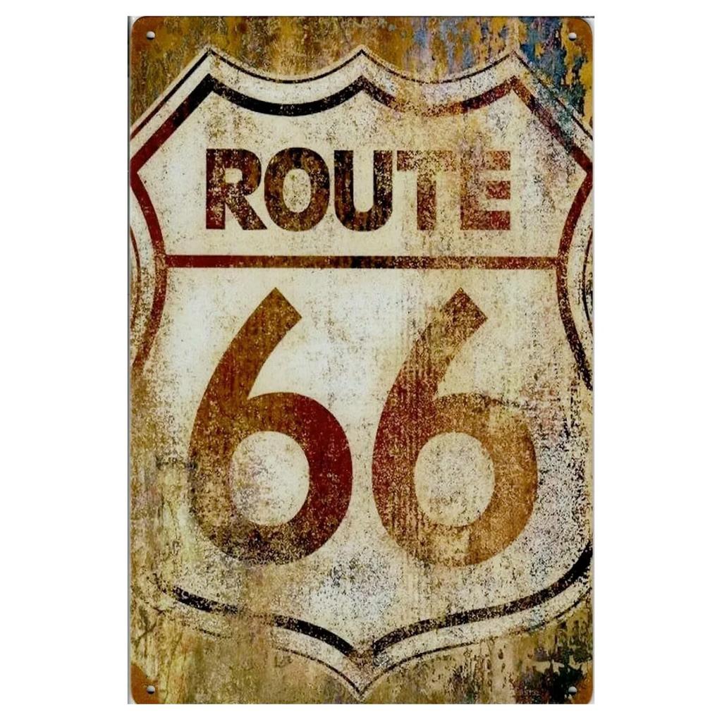 Vintage USA Route Metal Tin Signs Wall Art Posters Aluminum Plaque Sign for Garage Cafe Living Room Club Bar Decoration