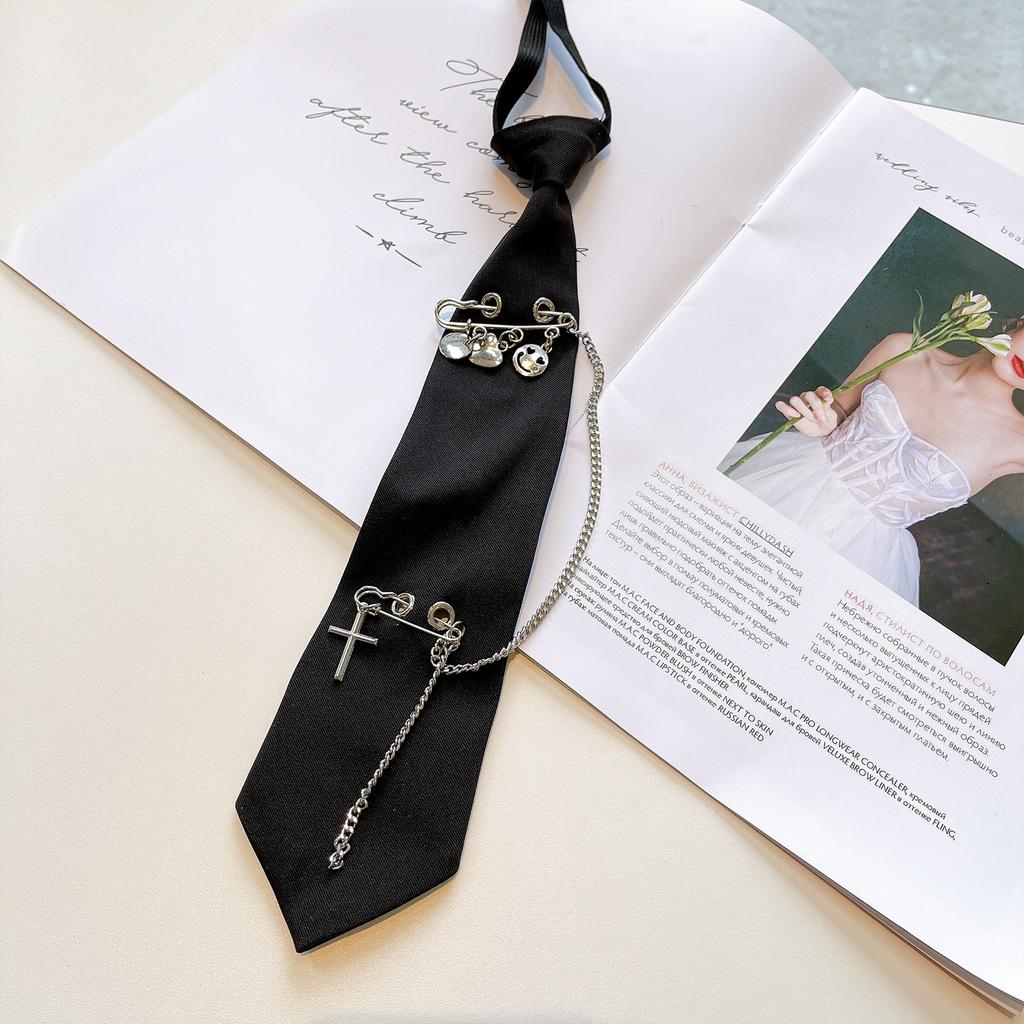 Teens Students Shirt Necktie Women College Style Plain Uniform Detachable Collars Removable Ties Costume Accessories