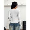 Koszulka z długim rękawem damska, gładka, casualowa, modna, prosta, pasująca do wszystkiego, podkoszulek