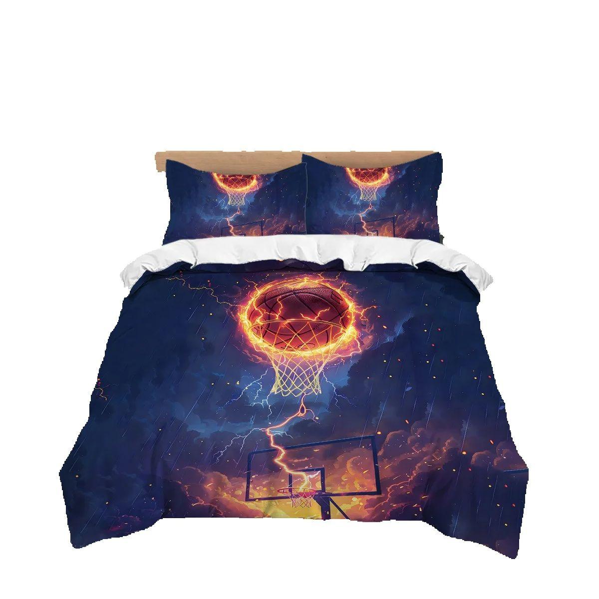 

Boys Basketball Bedding Set Basketball Sports Theme Duvet Cover Set 3D Hd Printing Quilt Cover Single Double King For Home Dormi 135x200cm 2pcs