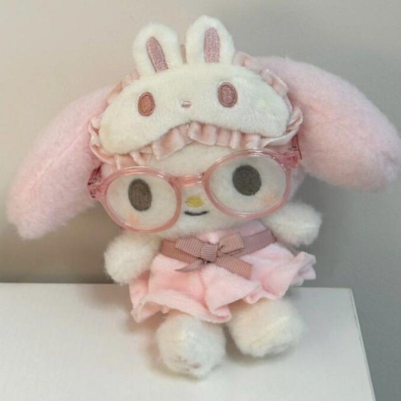 Cartoon Anime My Melody Wearing Glasses Plush Doll Keychain Kawaii Couple Backpack Pendant Gift