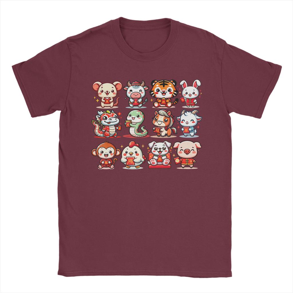 Streetwear TShirt Summer Cute Animal Twelve Zodiac Signs Celebrate Lunar New Year Fashion TShirts Cotton Tshirt Gift Idea