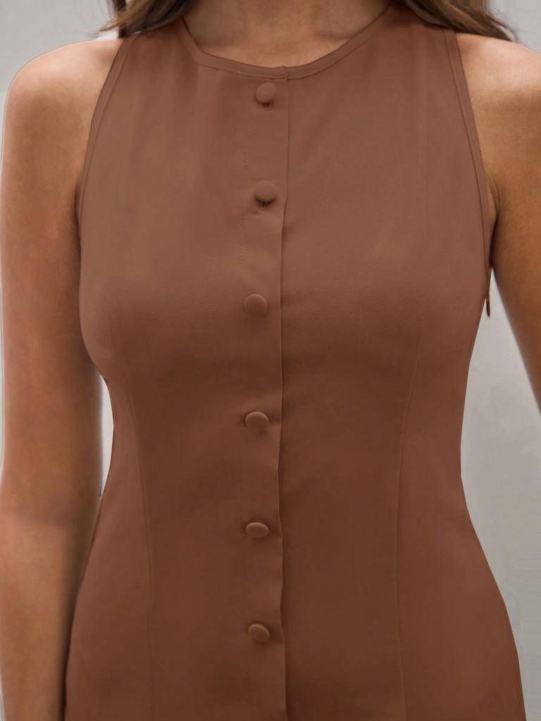 Summer Women's New Sleeveless Mid-Length Skirt Fashion Temperament Pleated Slim Fit Bodycon Dress