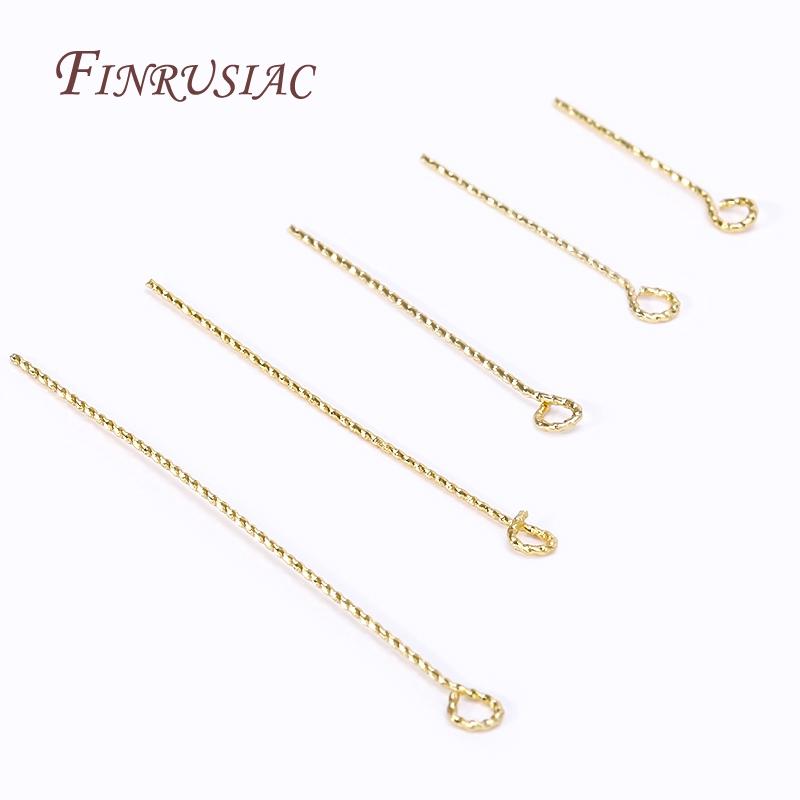 50Pcs/Lot 18K Gold Plated Pins For Jewelry,Brass Eye Pins For Earring Making DIY Beading Accessories