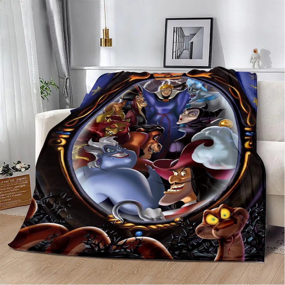 Cartoon Printed Blanket Picnic Blankets Princess Villains Queen Warm Blanket Soft and Comfortable Home Travel Birthday Gift