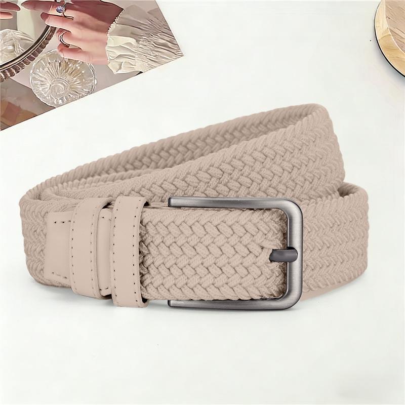 Unisex High-Elastic No-Punch Leather Belt for Trousers