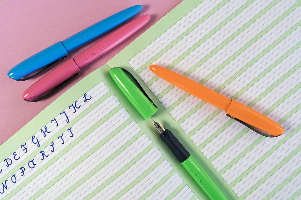 Schneider WAVY Fountain for both and Ink Body Cartridge and converter compatible Pen, right-handed left-handed use, color Blue, color Black,