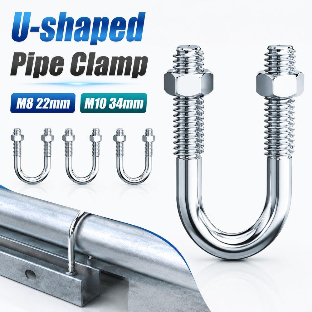 with Screw Nut U-Bolts Screws M8 22mm M10 34mm Fixed Clamp Pipes, Building Fasteners