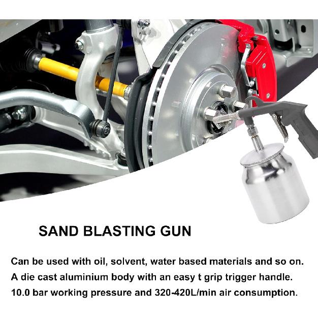 Sandblaster Gun Kit, Air Sand Blasting Gun, Air Undercoating Spray Gun With750cc Aluminium Cup, for Rubberized Undercoat, Proofing
