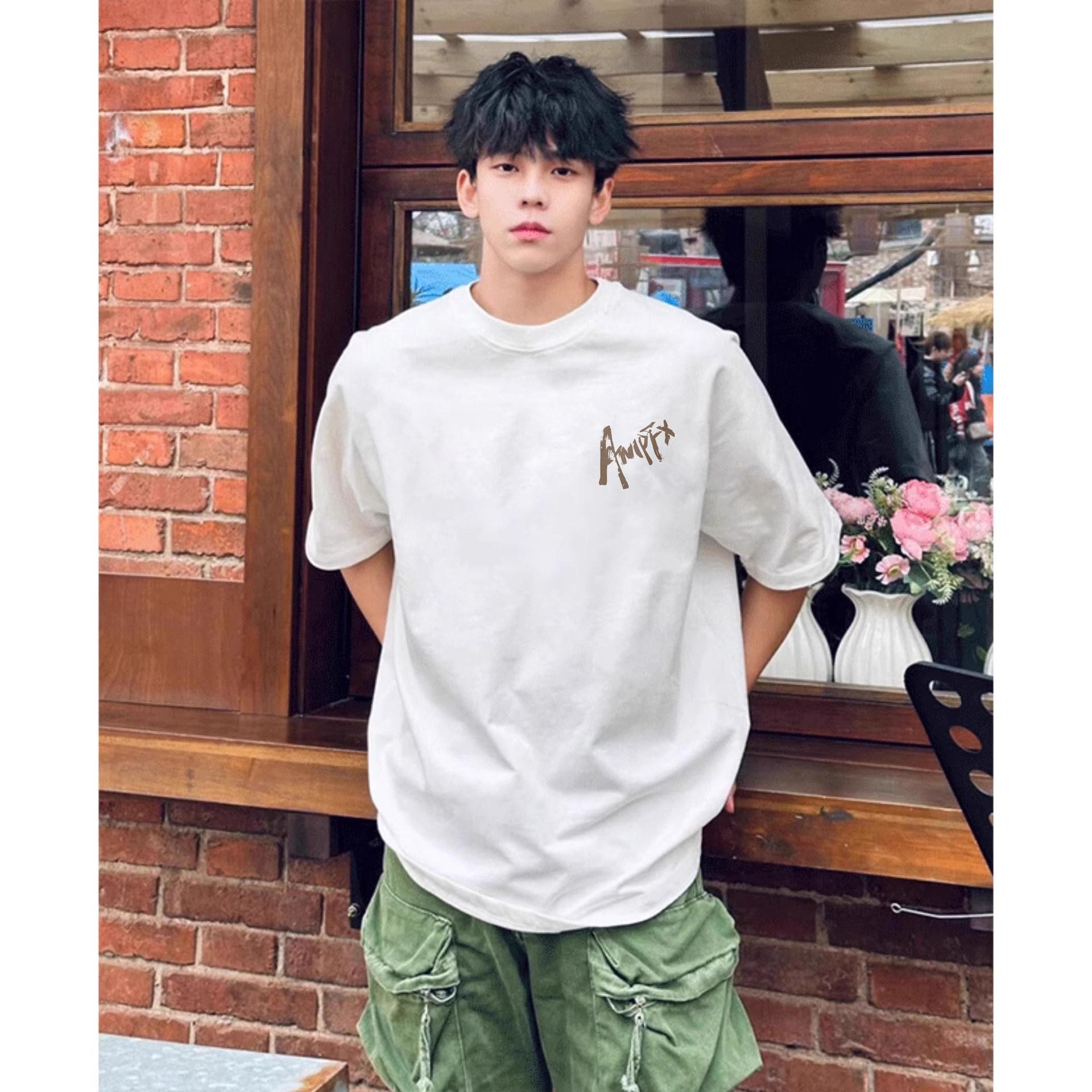 

Black Retro Trendy Brand Alphabet Short-sleeved T-shirt Men s Summer Teen Street Trend Top S белый